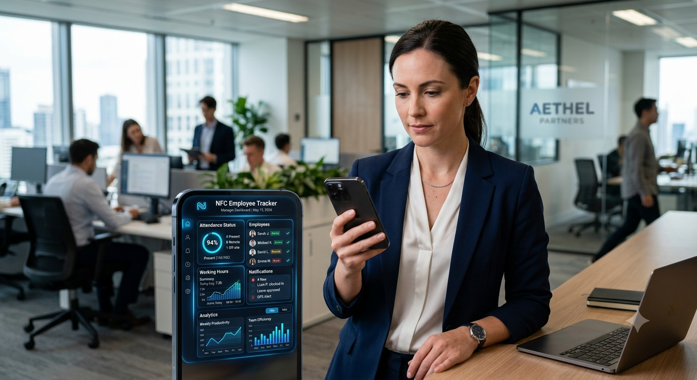 NFC Employee Tracker na mobilnom telefonu
